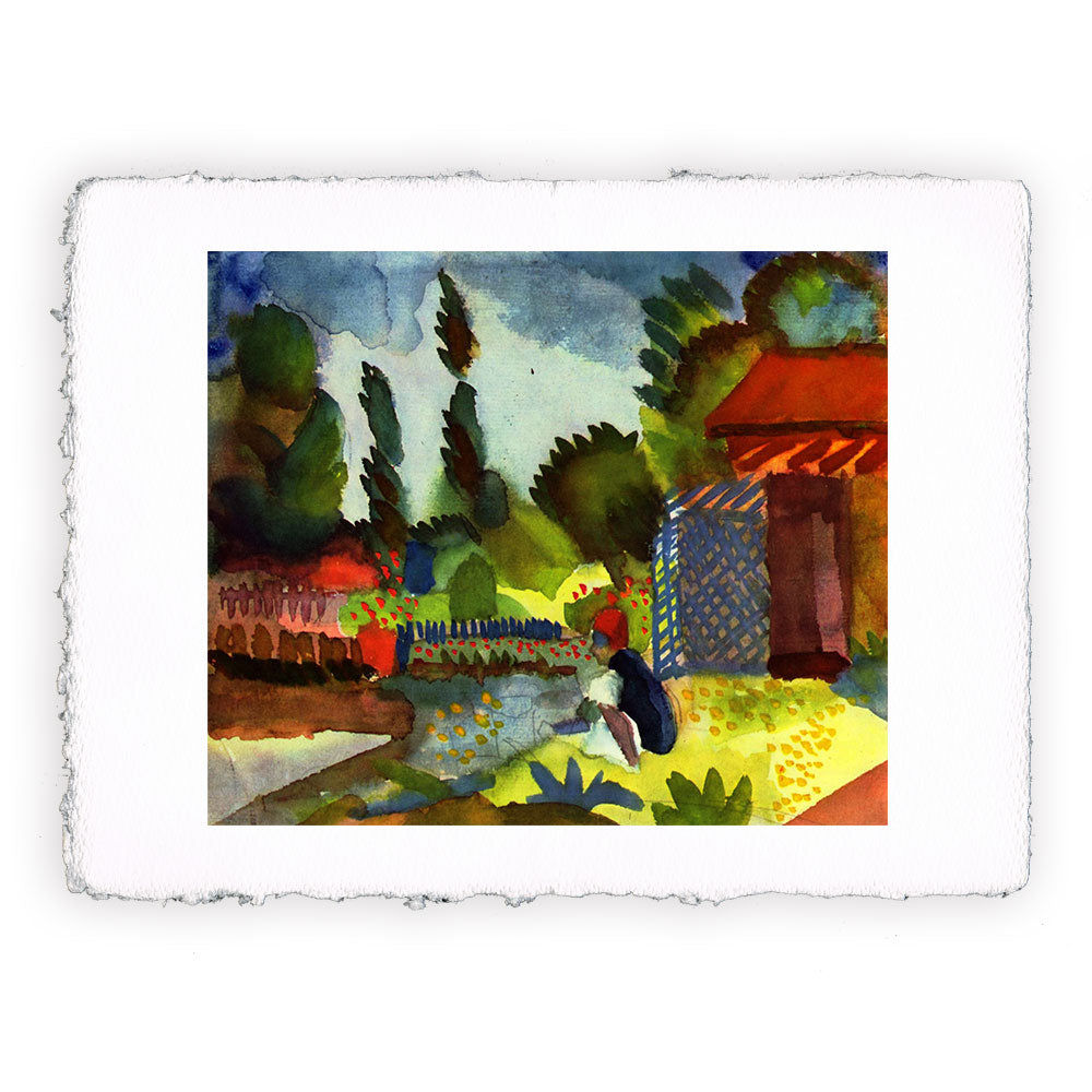 Stampa Pitteikon dell'opera di August Macke "Paesaggio tunisino con arabo seduto"