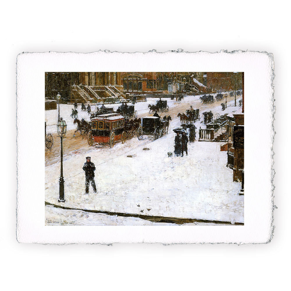 Stampa Pitteikon dell'opera di Childe Hassam "Fifth Avenue in inverno"