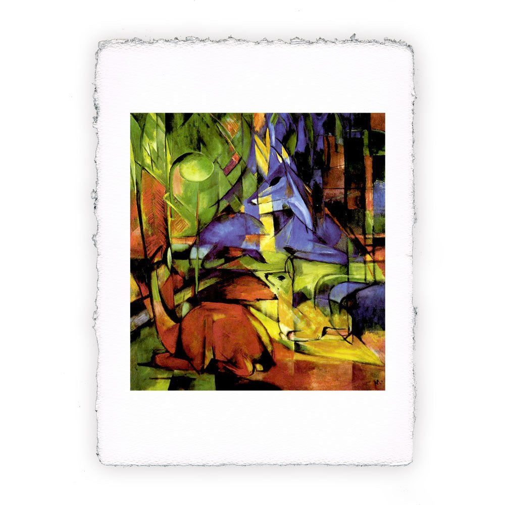Stampa Pitteikon dell'opera di Franz Marc "Cervo nella foresta II"