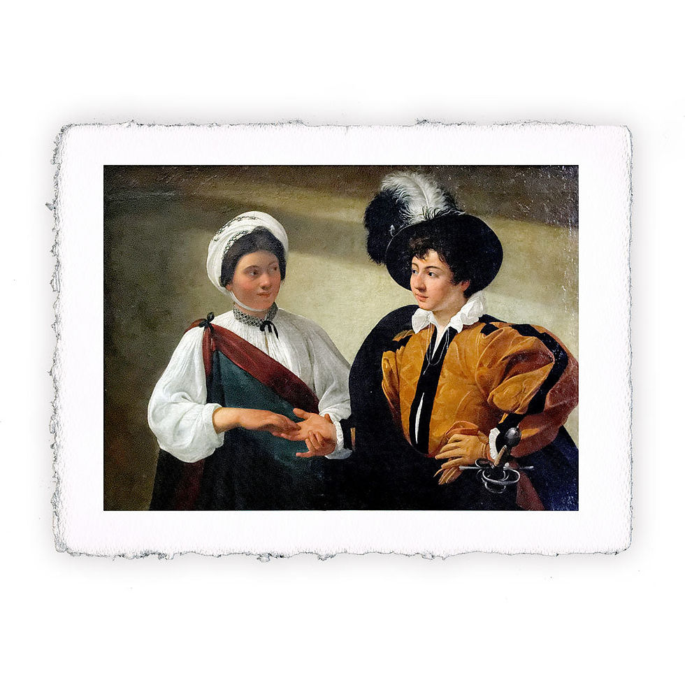 Stampa Pitteikon dell'opera di Caravaggio "Buona Ventura"