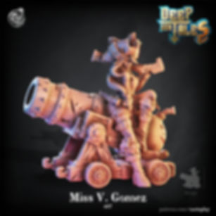female pirate with cannon miniature