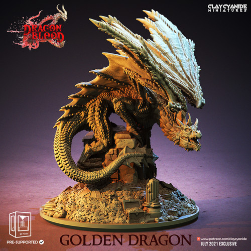 Gold Dragon on treasure pile | Alchemy 3D Prints