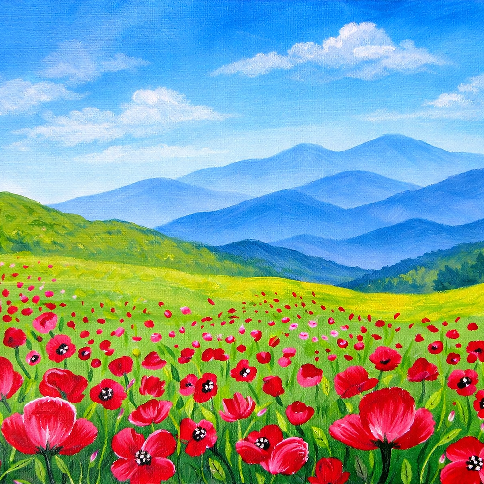 Paint & Sip- Poppies & Blue Ridge Mountains