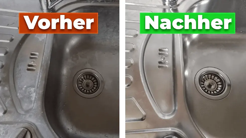 Miniaturbild: Vorher-Nachher-Bild: Kalkbrecher von Pink Chilli sorgt für strahlend saubere Oberflächen“