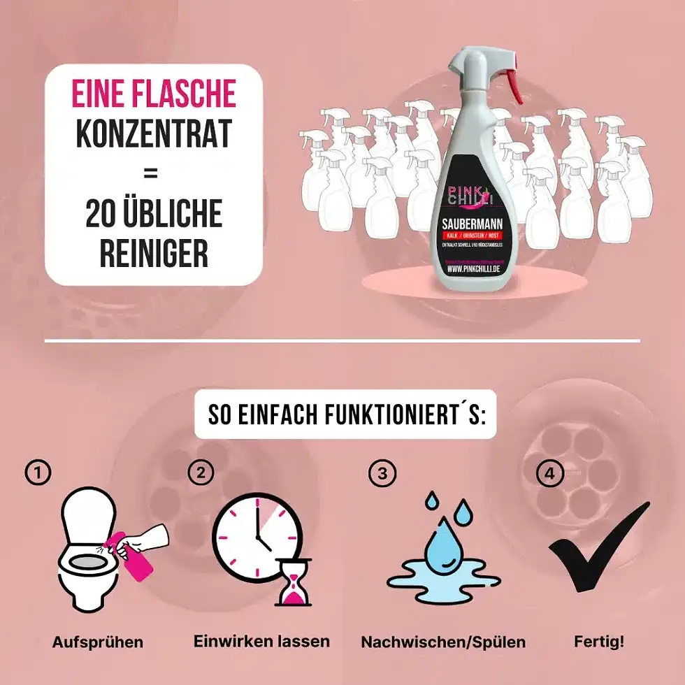 Miniaturbild: Saubermann ist bis zu 20x stärker als herkömmliche Badreiniger – sichtbare Power gegen hartnäckige Ablagerungen