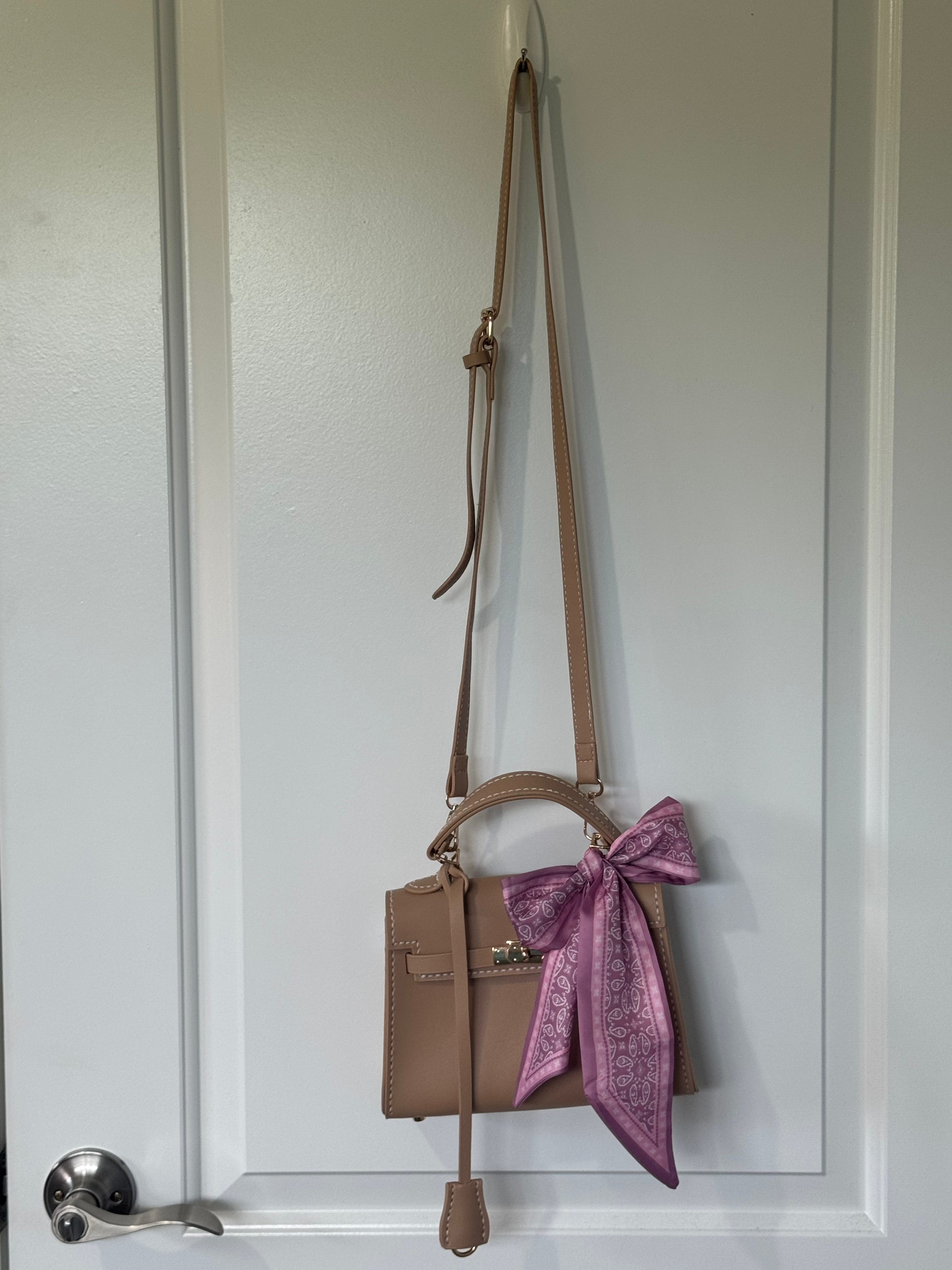 Beige Clutch with Scarf and Adjustable Strap