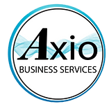 Axio Business Services Logo with Blue Circle on White Background