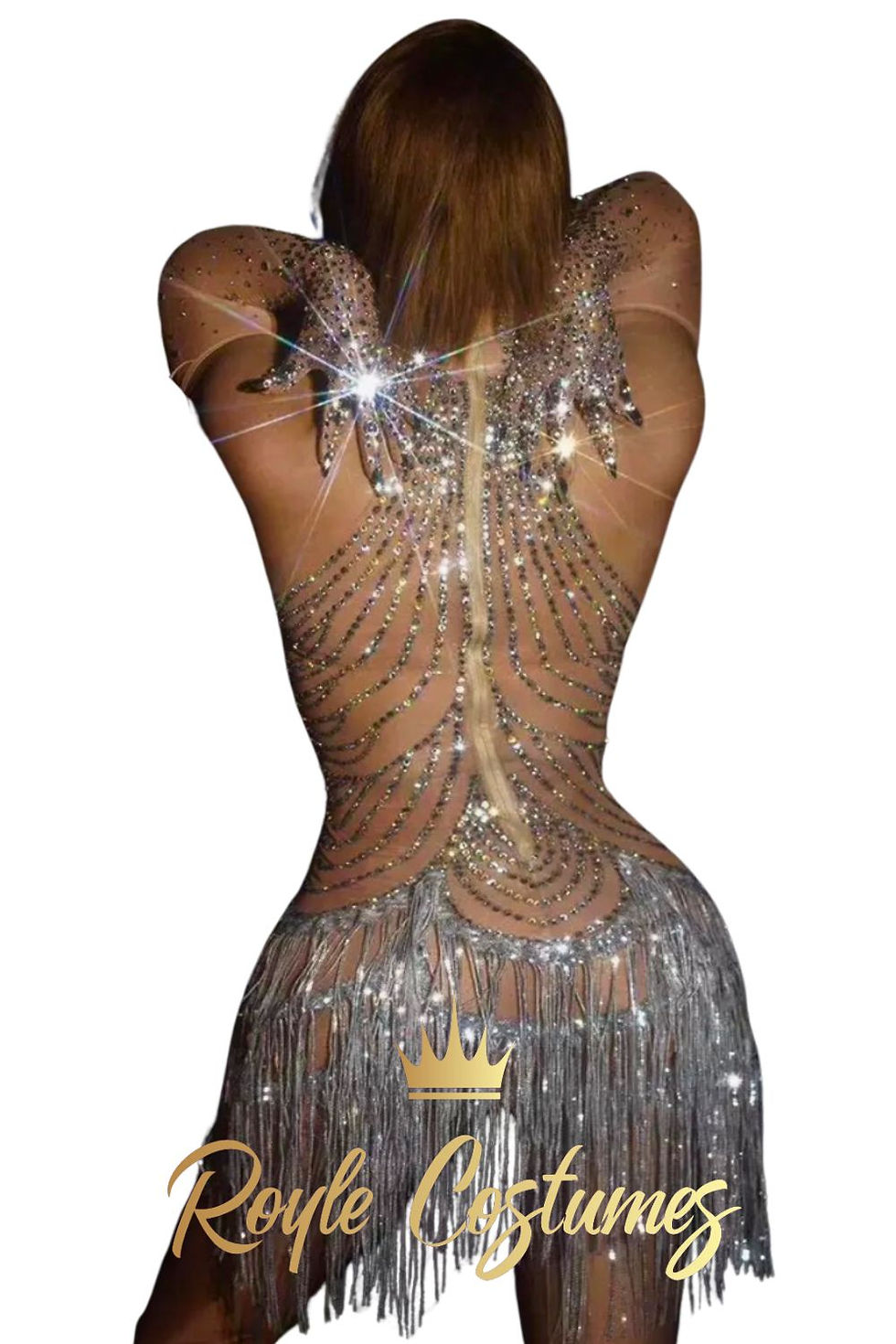 Thumbnail: Rhinestone Bodysuit with Sequin Tassels for Dance Costume