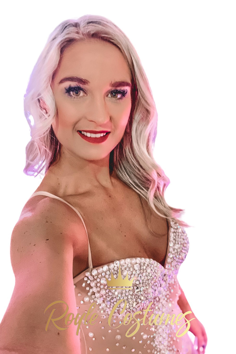 Thumbnail: Burlesque Costume Rhinestone Leotard in Sheer Nude with Pearls