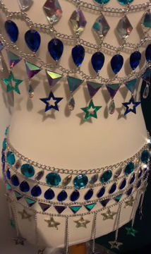 Thumbnail: Blue Star Rhinestone Festival Body Chain & Matching Skirt