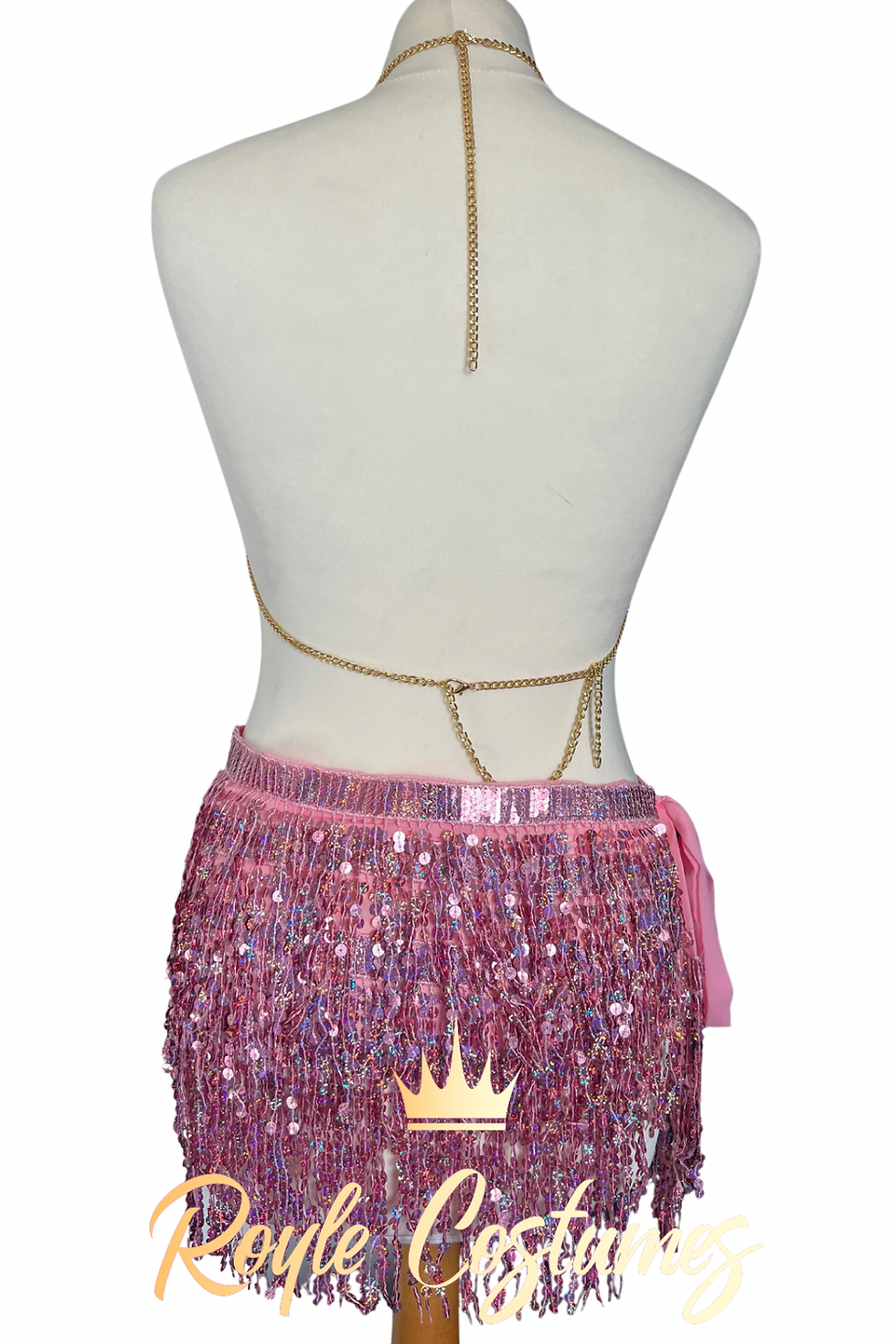 Thumbnail: Pink Rhinestone Festival Body Chain & Sequin Tassel Skirt