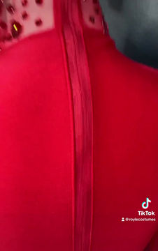 Thumbnail: Aerial Costume: Red Rhinestone Sheer Leotard for Circus Performers
