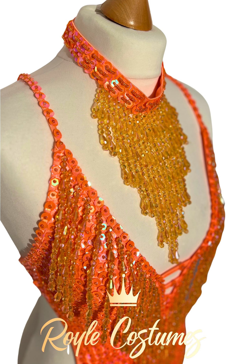 Thumbnail: Orange Sequin Tassel Showgirl Leotard for Samba Showgirl Costume & Dancers