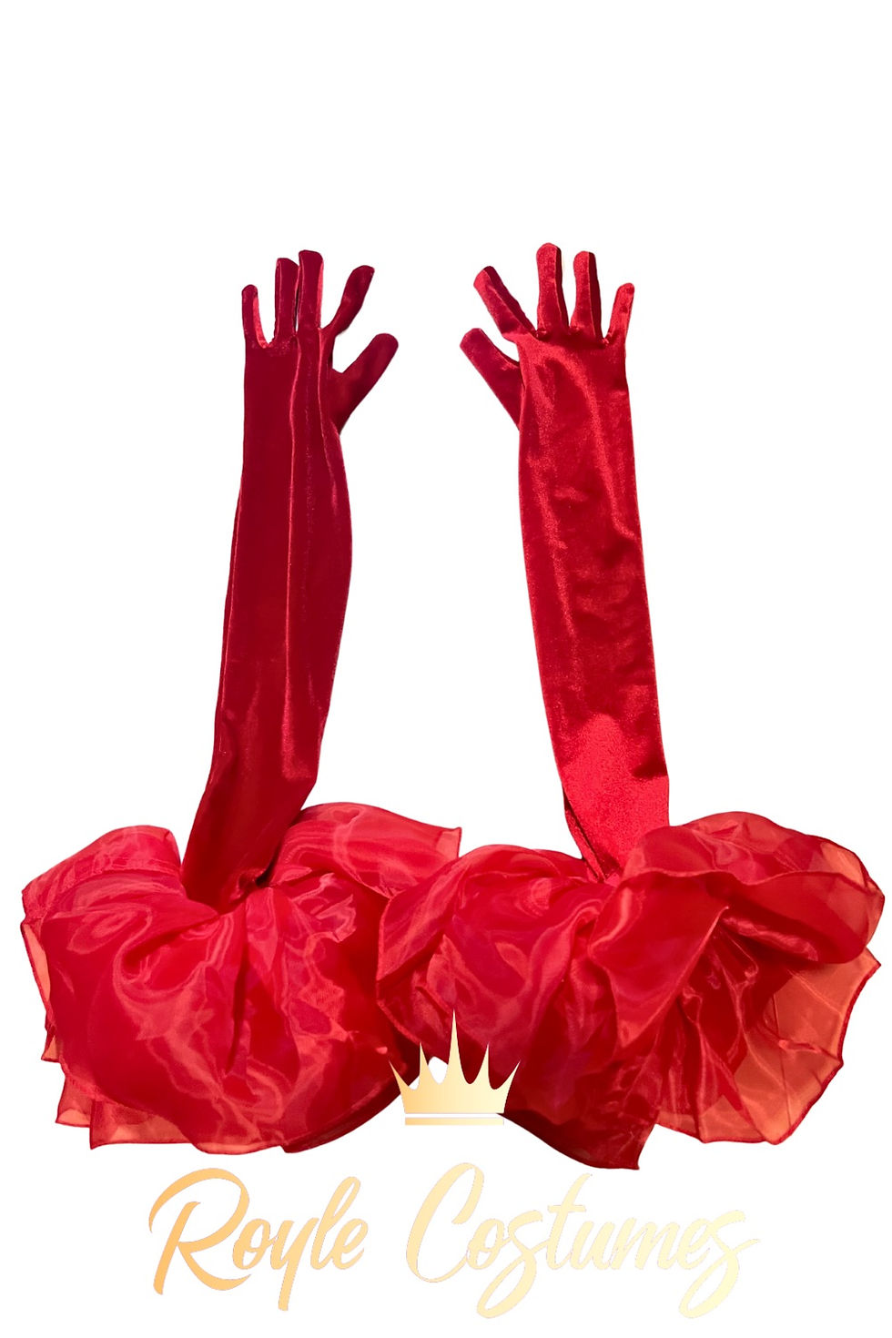 Thumbnail: Statement Frill Velvet Opera Gloves for Showgirl, Burlesque and Dance Costume