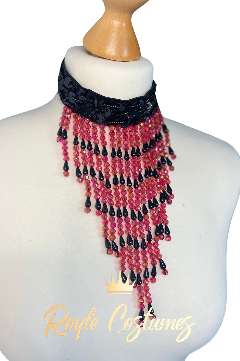 Thumbnail: Red & Black Sequin Showgirl Choker for Dancers and Festival Fashion