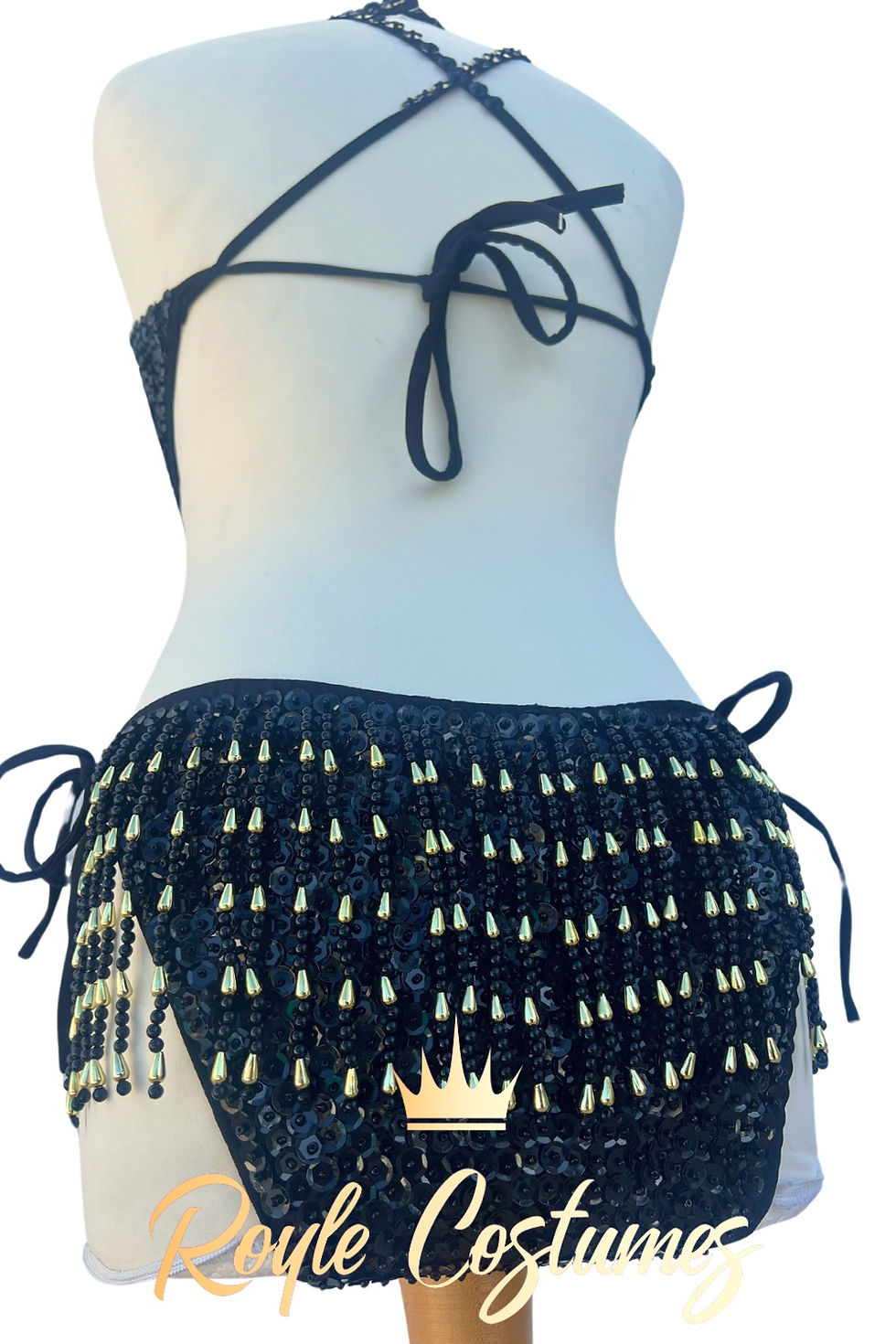 Thumbnail: Back view of art deco pattern leotard with tassels