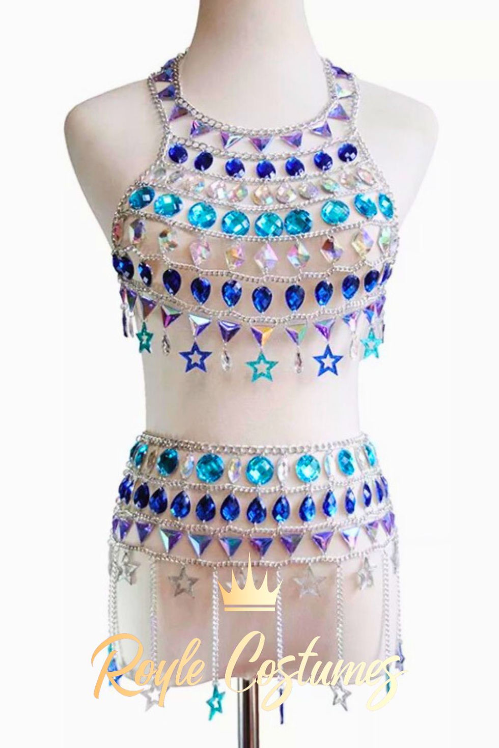 Thumbnail: Blue Star Rhinestone Festival Body Chain & Matching Skirt
