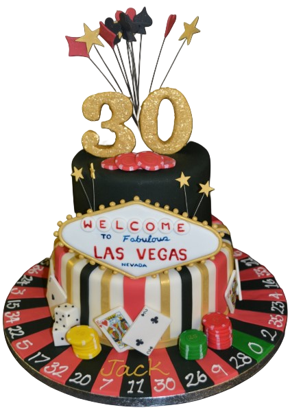 Bespoke Las Vegas gambling duo cake with dice and poker chips, crafted for celebration in Solihull, West Midlands.