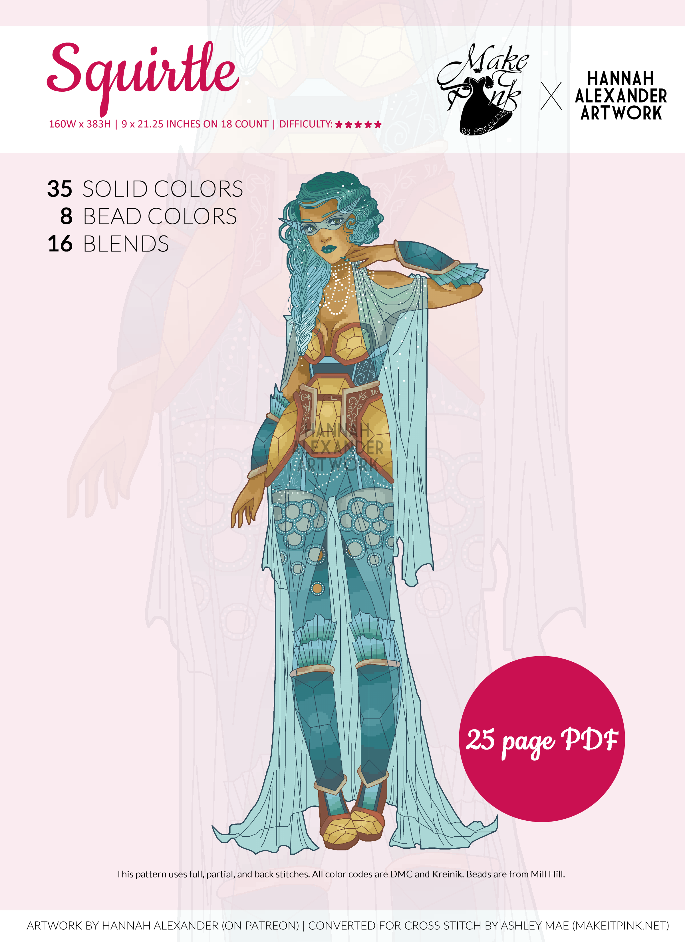 Squirtle in Art Nouveau from Hannah Alexander