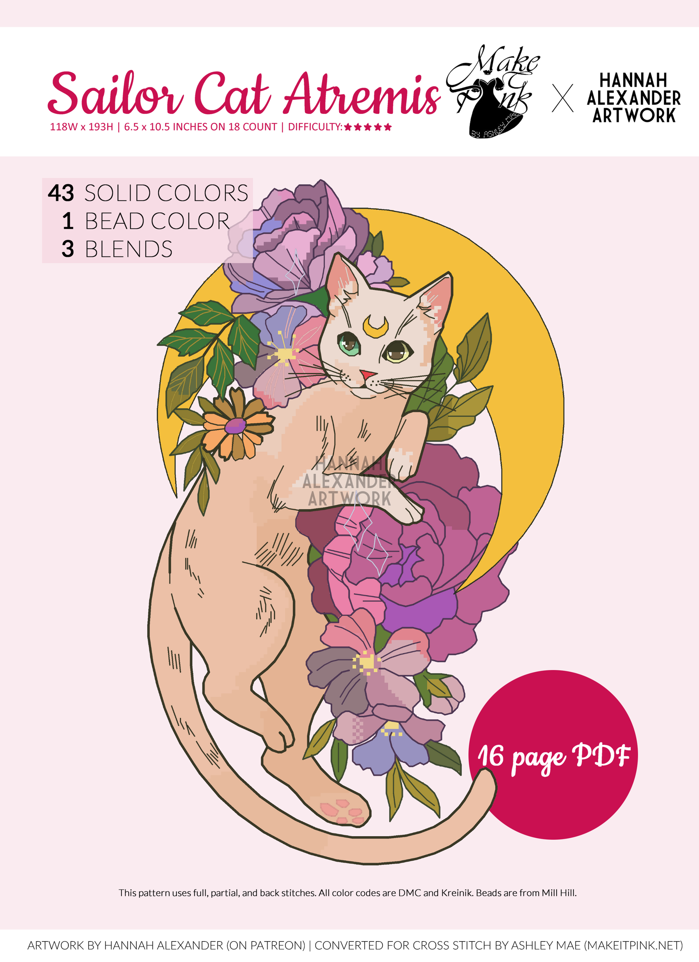 Sailor Cat Artemis in Art Nouveau from Hannah Alexander