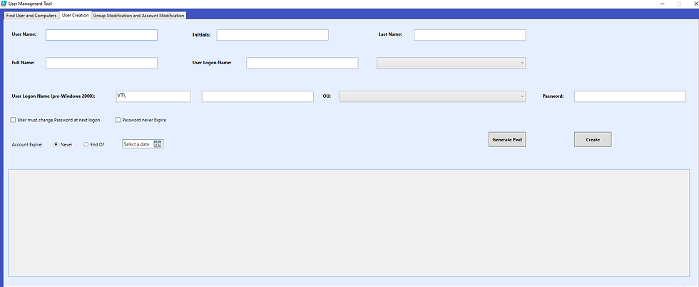 Active Directory Tool created using PowerShell and XAML.