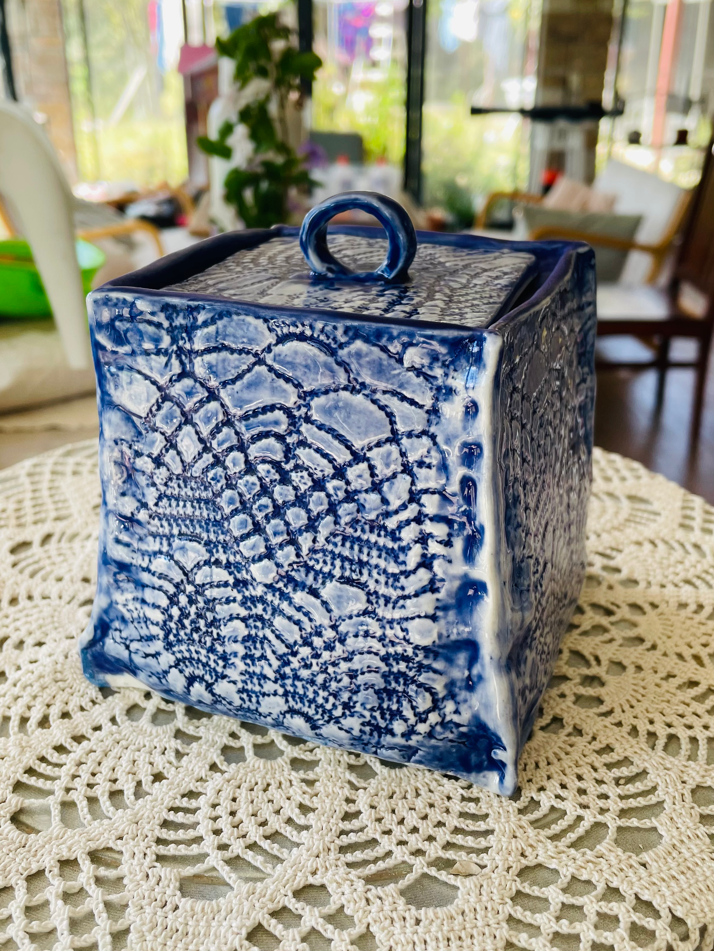 Vintage Blue Cookie Jar