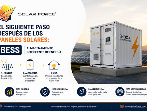 Sistema BESS de almacenamiento con baterías conectado a paneles solares para almacenar y gestionar la energía generada por una instalación fotovoltaica.