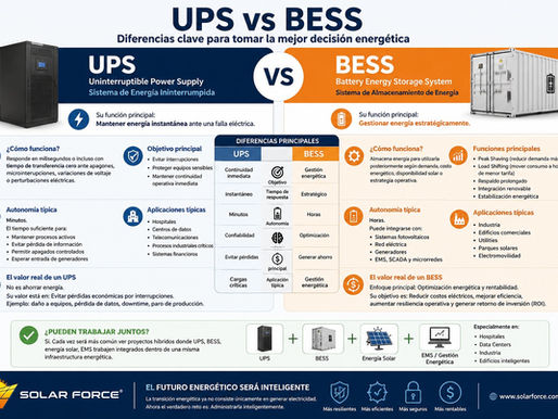 UPS vs BESS: dos tecnologías de almacenamiento con objetivos completamente distintos
