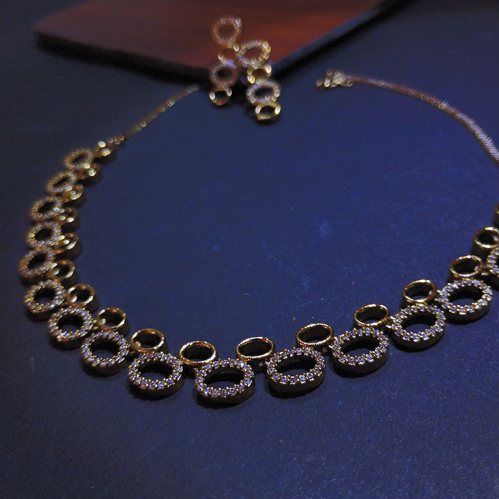 Thumbnail: Mehendi Finish Circle Charm Necklace Set