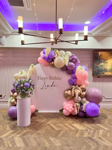 They are personalised Party Backdrops with balloon garlands and floral designs.