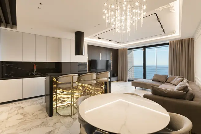 Luxury apartment design with onyx backlight
