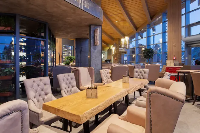 wooden slab in a restaurant