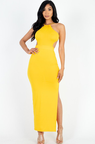 criss cross tie backless split thigh dress Dani Crisscross Backless Split Thigh Plus size Maxi Dress main image 0