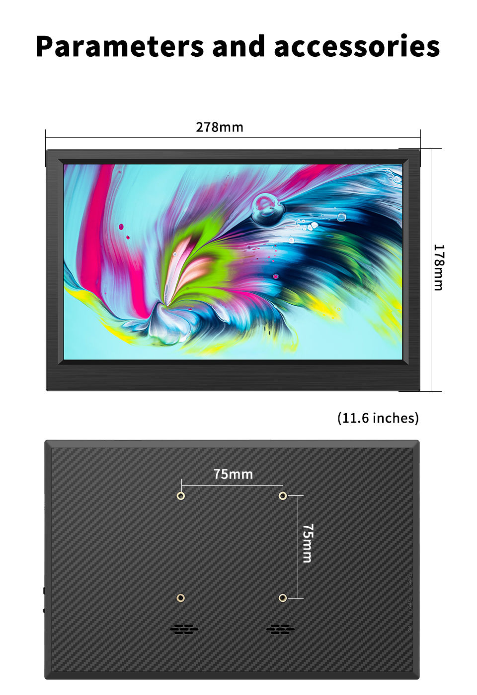Thumbnail: 11.6 Inch Portable Monitor HDMI-Compatible Laptop second screen Gaming Extended 