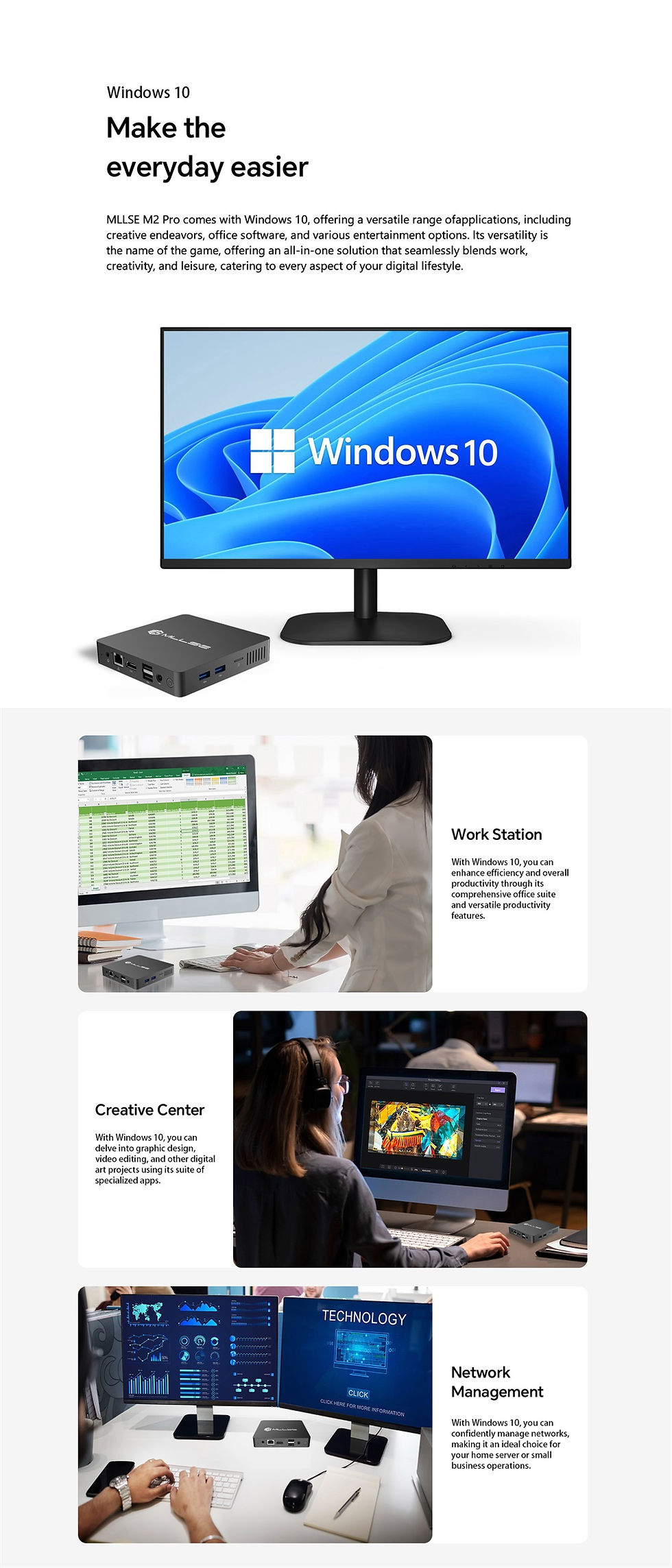 Thumbnail: MLLSE Mini PC M2 Pro Intel Gemini Lake Intel J3710 8GB RAM 128GB ROM Dual-Band W