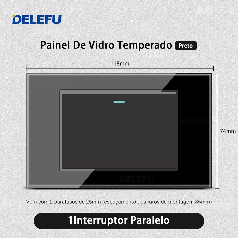 Thumbnail: DELEFU 4*2 Black Tempered Glass Brazil Standard Outlet Dual Usb Type C Wall Sock