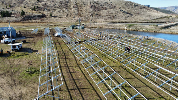 Drone image of 500kW ground mount solar array under construction