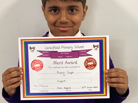 Well done to Blue Class Merit children