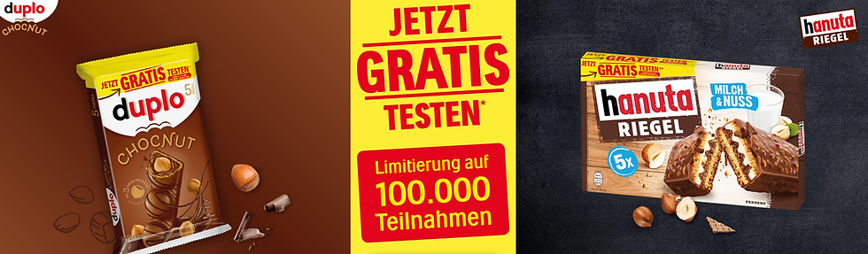 Gratis testen: hanuta Riegel & duplo Chocnut jetzt kaufen und dank Cashback Aktion den Kaufpreis zurückholen – hanuta Riegel Duplo Chocnut gratis testen