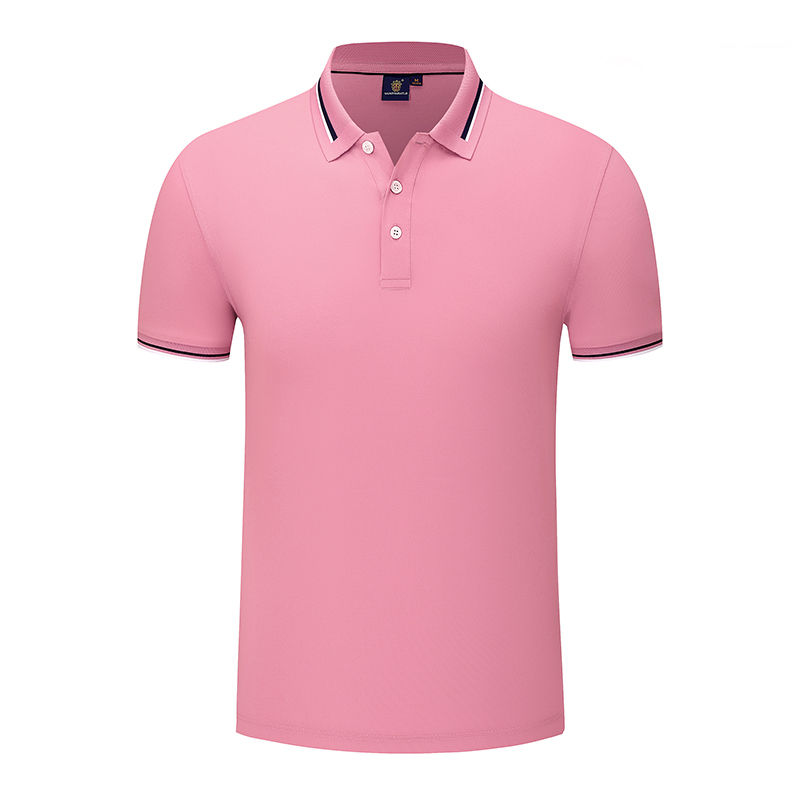Thumbnail: Pink polo shirt with striped collar