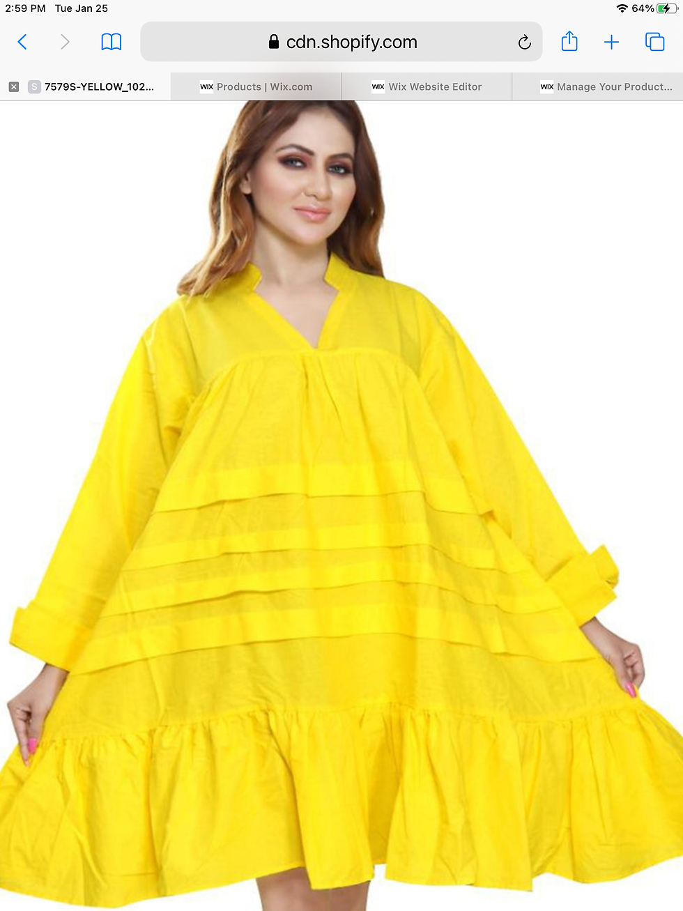 Thumbnail: Solid Color Tunic/Dress Tiered Pleats with Ruffle