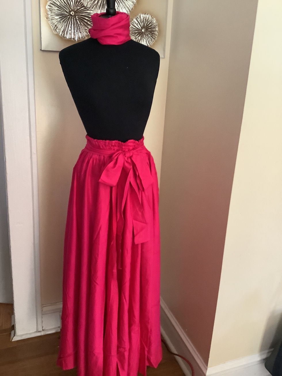 Thumbnail: Maxi Skirt with Elastic WaistBand and Attached Belt with Head Wrap