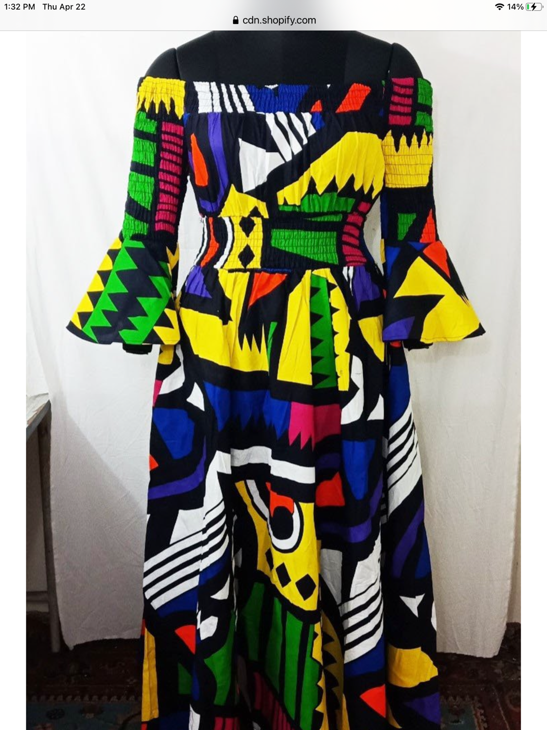Geometric Print Maxi Dress with Matching Head Wrap (Print #515)