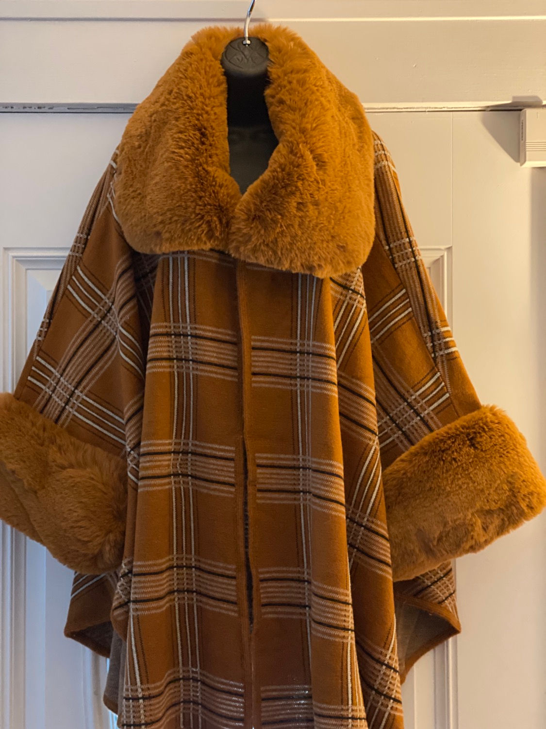 Poncho with Faux Fur