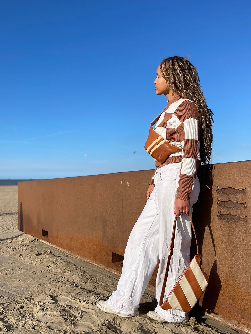 Thumbnail: Fanny pack large CABINE DE PLAGE- COGNAC&CREAM