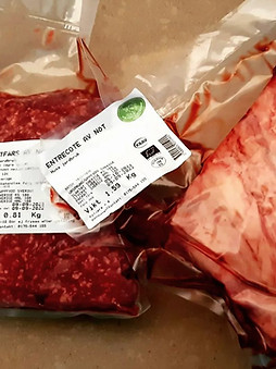 Vacuumförpackat kött och köttfärs från Husa Jordbruk