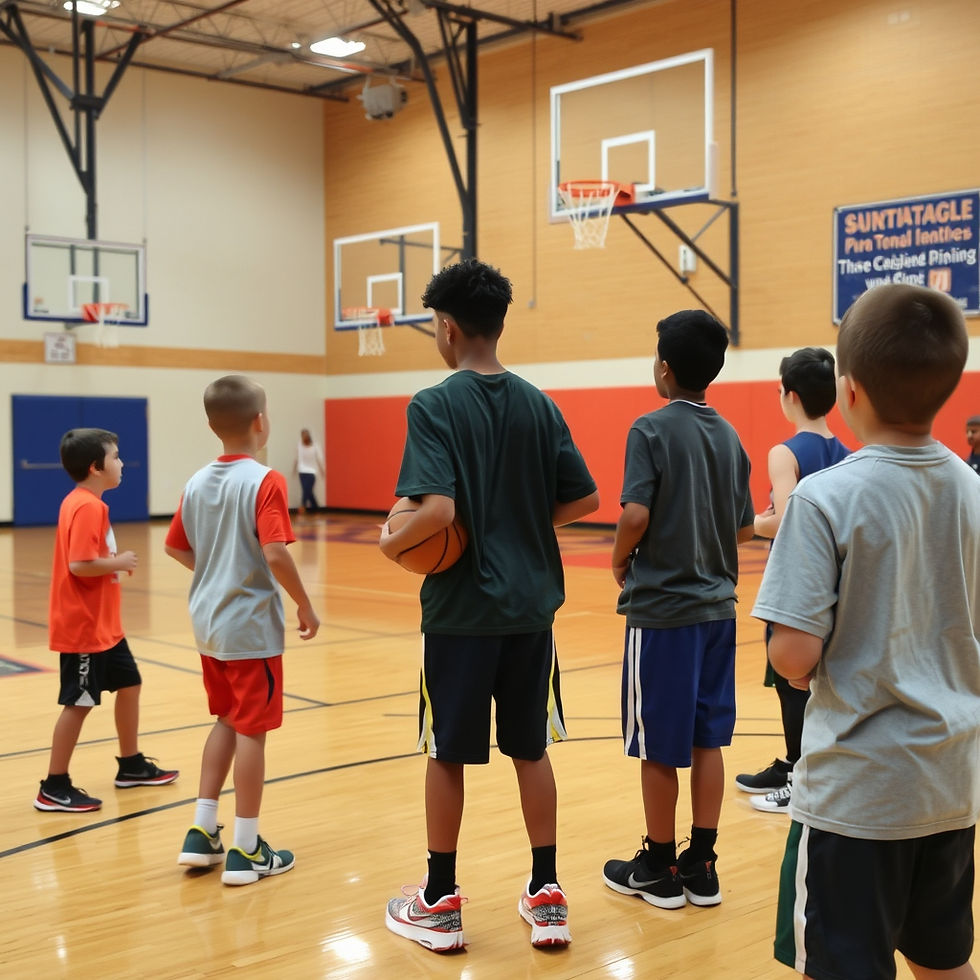 Basketball tryouts, kids inside a gym going through a workout .jpg