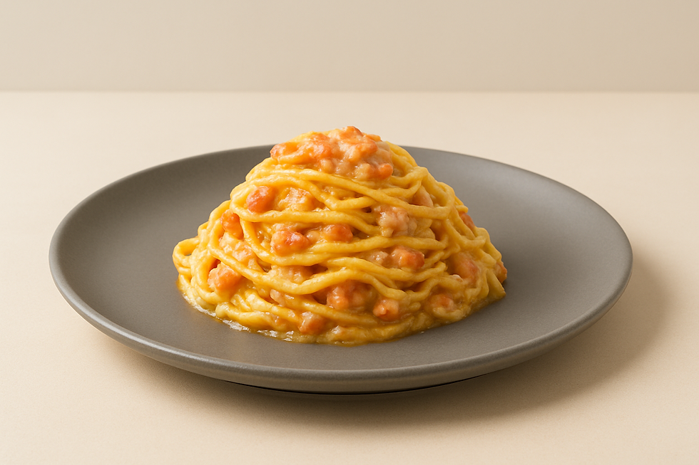 Tagliolini al salmone impiattati per servizio rapido al bar | Vagabontà