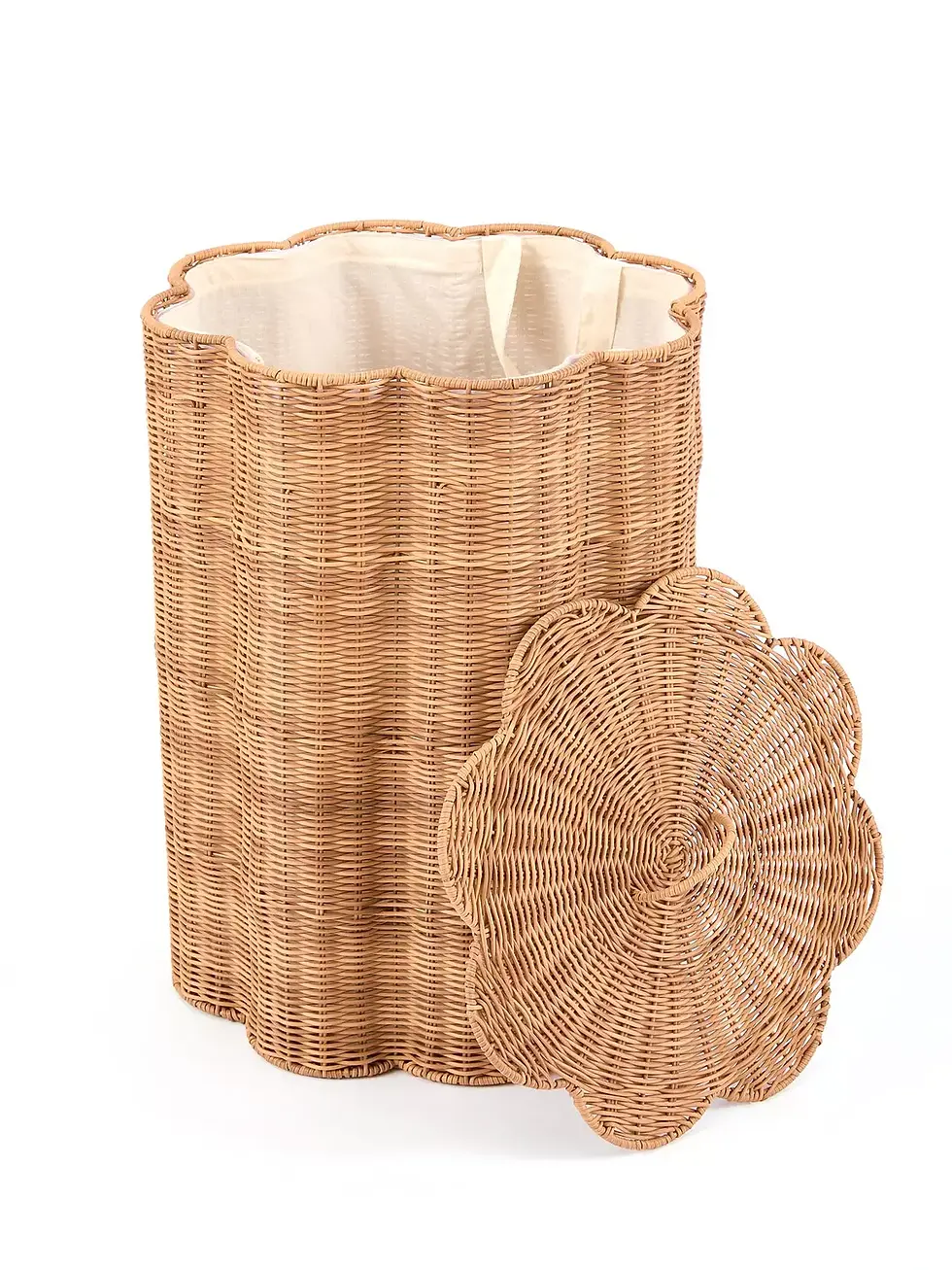 Scalloped Laundry Basket with Lid