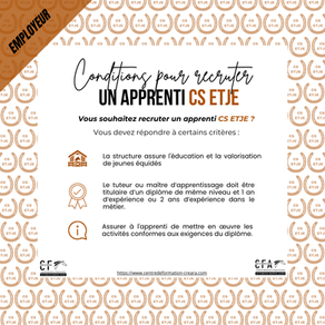 Conditions pour recruter un apprenti CSETJE